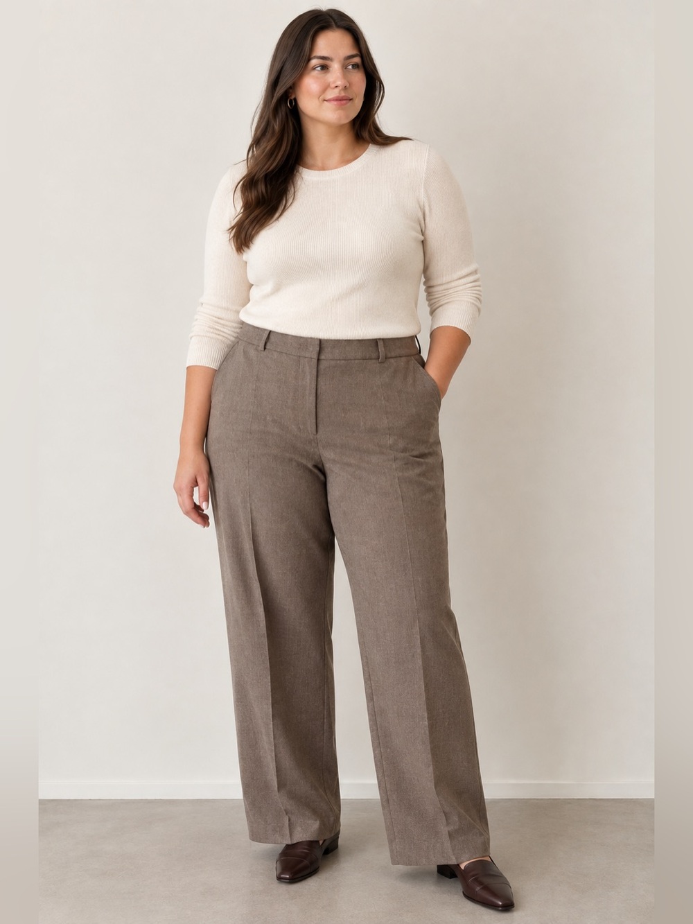 Vintage Wide Leg Brown Wool Trousers by Baycrest Made in Canada Size 18/XXL Fall